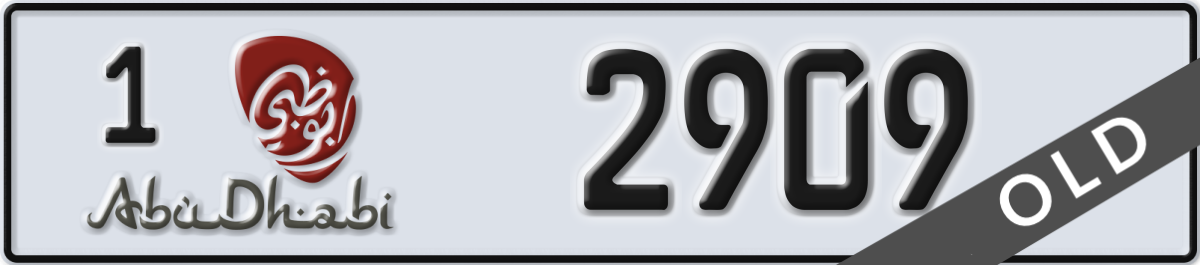 abu dhabi License Plate Number 2909 Code 1