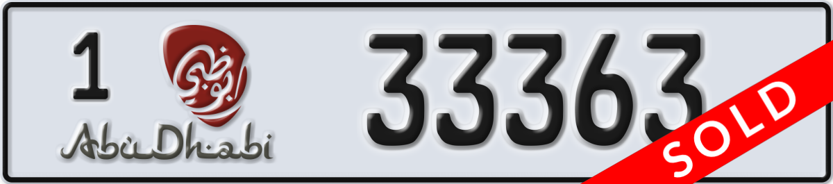 abu dhabi License Plate Number 33363 Code 1