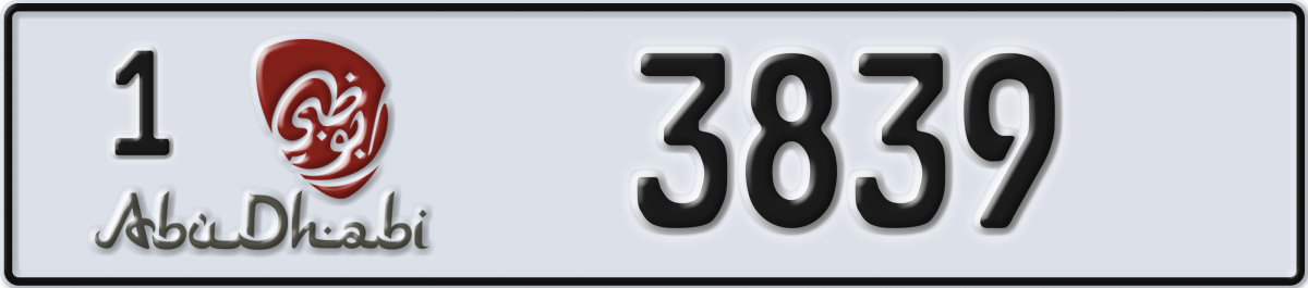 abu dhabi License Plate Number 3839 Code 1