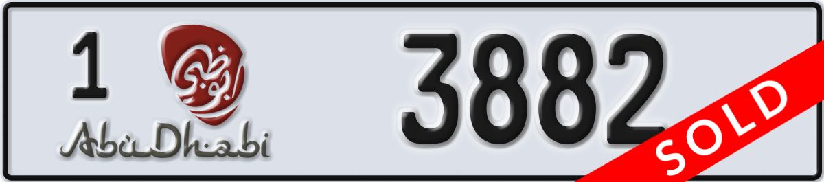 abu dhabi License Plate Number 3882 Code 1