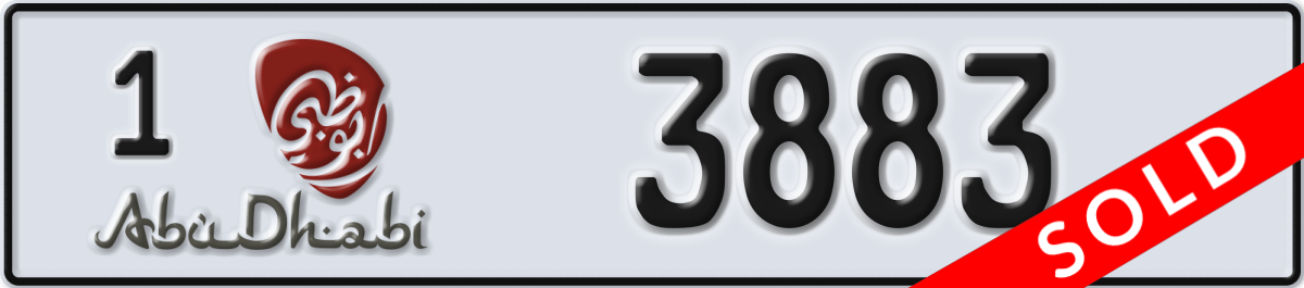 abu dhabi License Plate Number 3883 Code 1