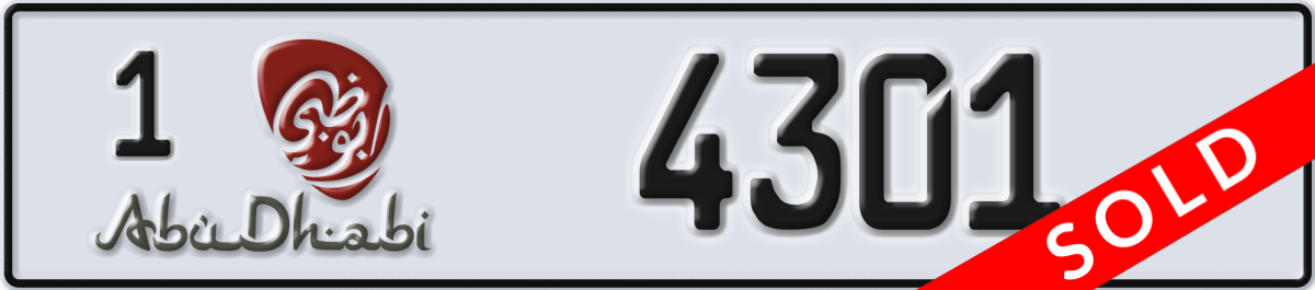 abu dhabi License Plate Number 4301 Code 1