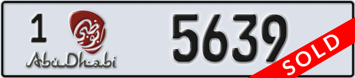 abu dhabi License Plate Number 5639 Code 1