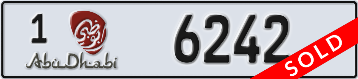 abu dhabi License Plate Number 6242 Code 1