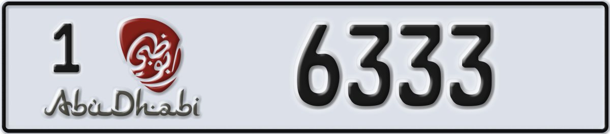 abu dhabi License Plate Number 6333 Code 1