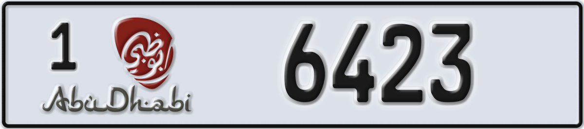 abu dhabi License Plate Number 6423 Code 1