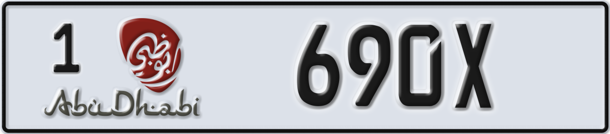 abu dhabi License Plate Number 690X Code 1