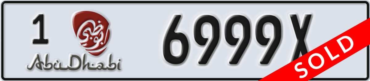 abu dhabi License Plate Number 6999X Code 1