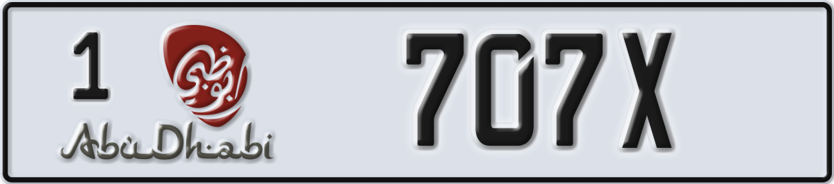 abu dhabi License Plate Number 707X Code 1