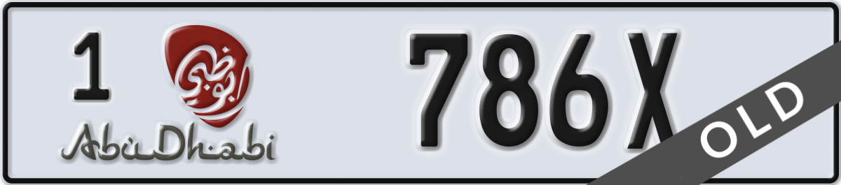 abu dhabi License Plate Number 786X Code 1