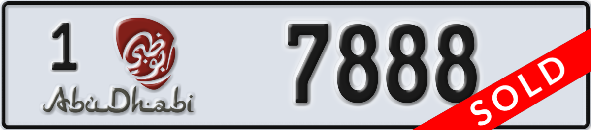 abu dhabi License Plate Number 7888 Code 1