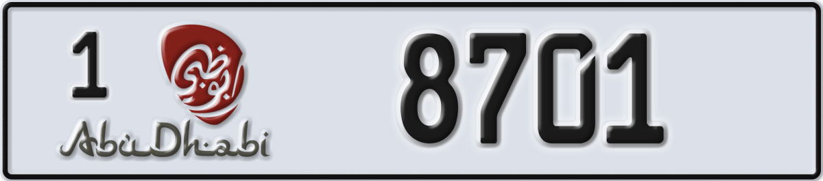 abu dhabi License Plate Number 8701 Code 1