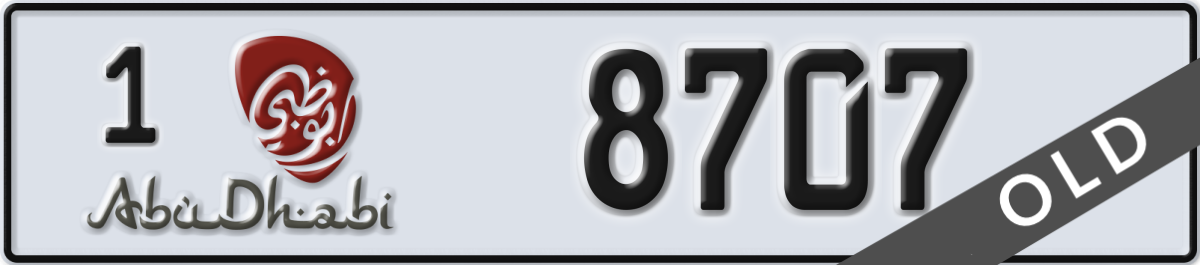 abu dhabi License Plate Number 8707 Code 1