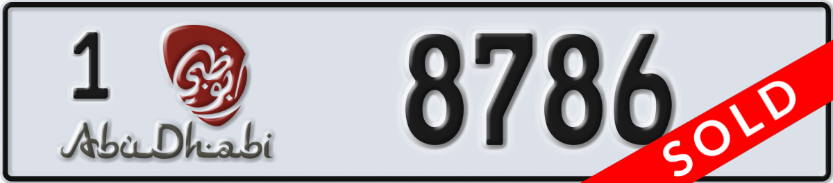 abu dhabi License Plate Number 8786 Code 1