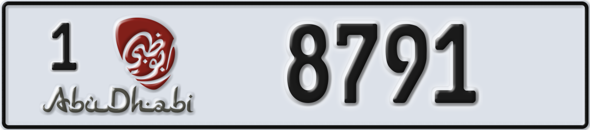 abu dhabi License Plate Number 8791 Code 1