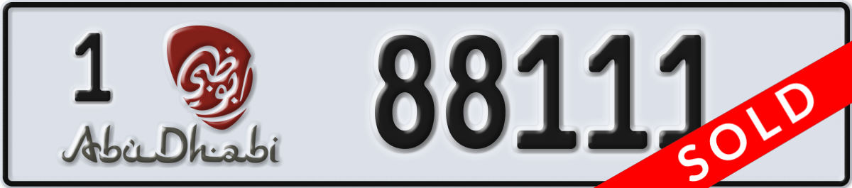 abu dhabi License Plate Number 88111 Code 1