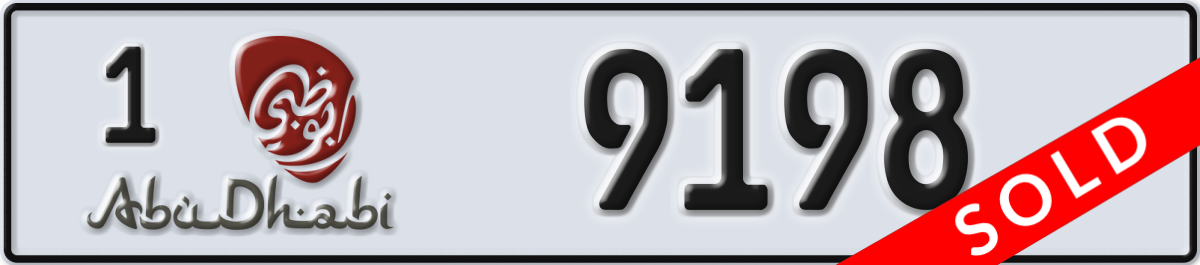 abu dhabi License Plate Number 9198 Code 1