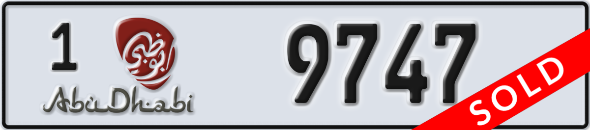 abu dhabi License Plate Number 9747 Code 1