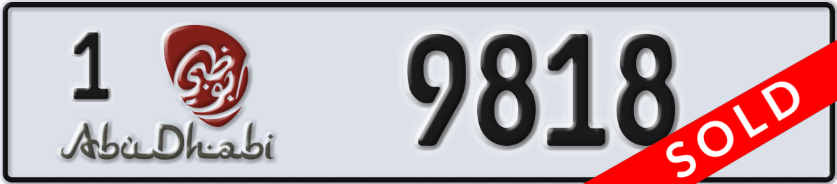 abu dhabi License Plate Number 9818 Code 1