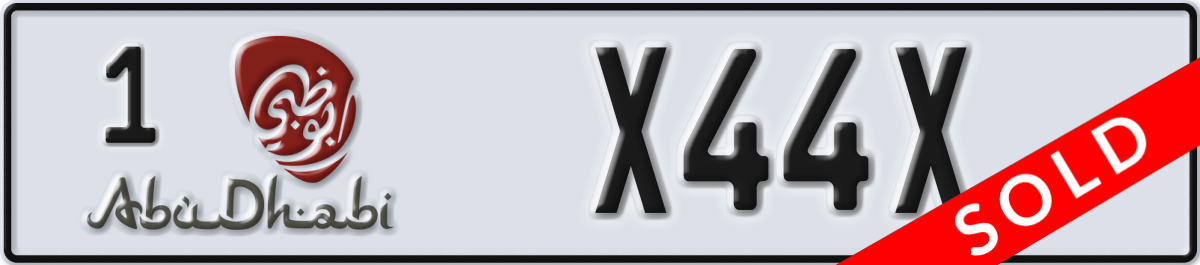 abu dhabi License Plate Number X44X Code 1