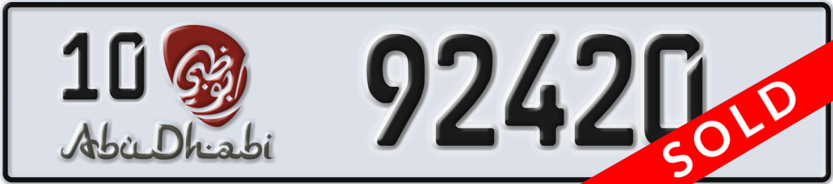 abu dhabi License Plate Number 92420 Code 10