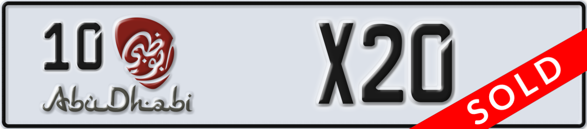 abu dhabi License Plate Number X20 Code 10