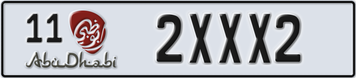 abu dhabi License Plate Number 2XXX2 Code 11
