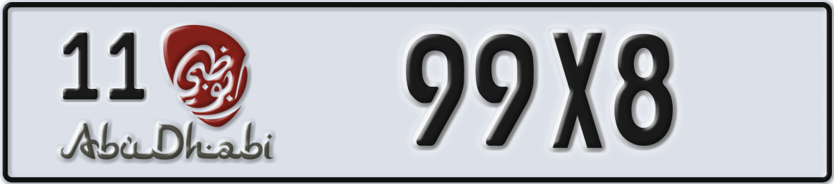 abu dhabi License Plate Number 99X8 Code 11
