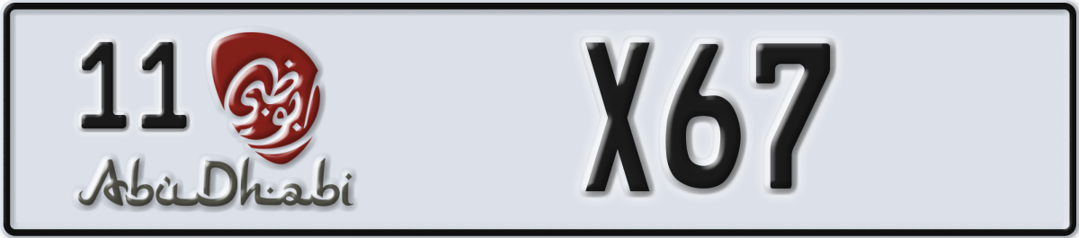 abu dhabi License Plate Number X67 Code 11