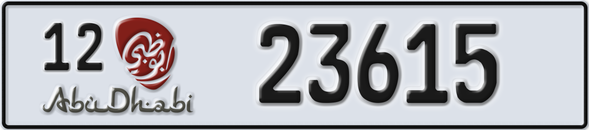abu dhabi License Plate Number 23615 Code 12