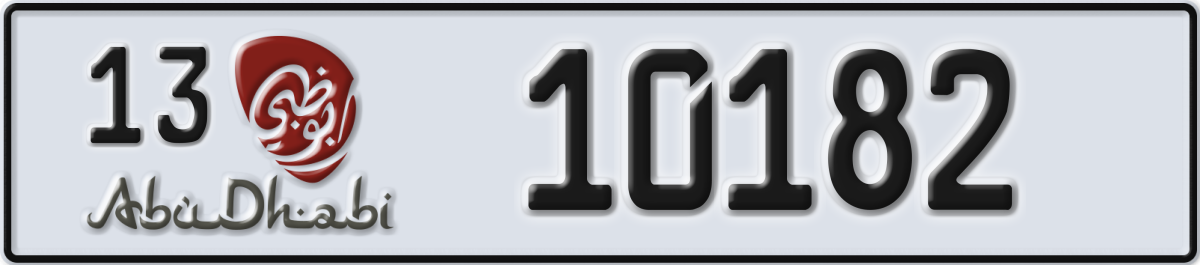abu dhabi License Plate Number 10182 Code 13