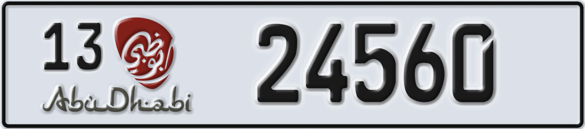 abu dhabi License Plate Number 24560 Code 13