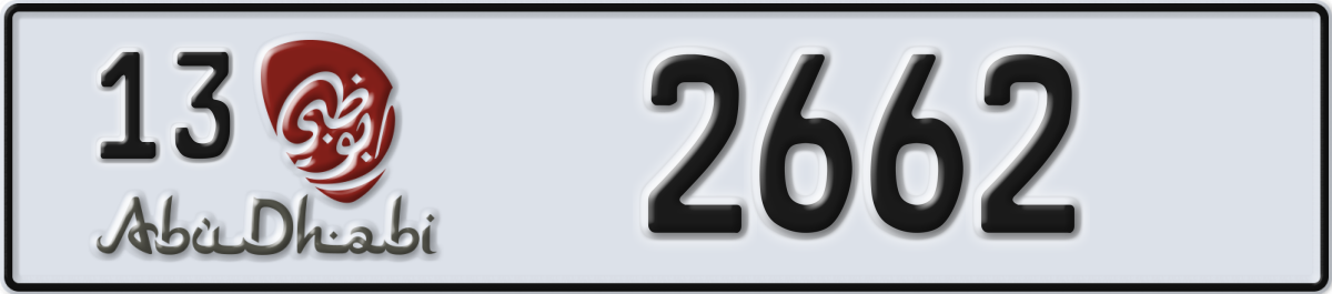 abu dhabi License Plate Number 2662 Code 13