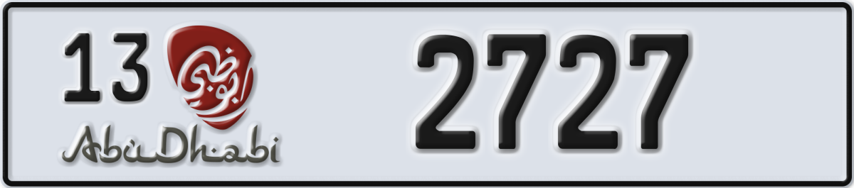abu dhabi License Plate Number 2727 Code 13