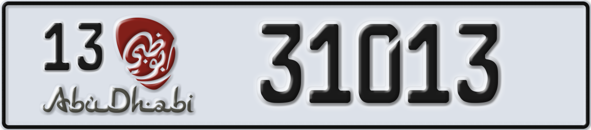 abu dhabi License Plate Number 31013 Code 13