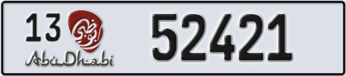 abu dhabi License Plate Number 52421 Code 13
