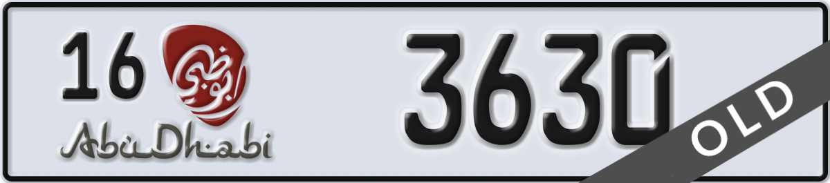 abu dhabi License Plate Number 3630 Code 16