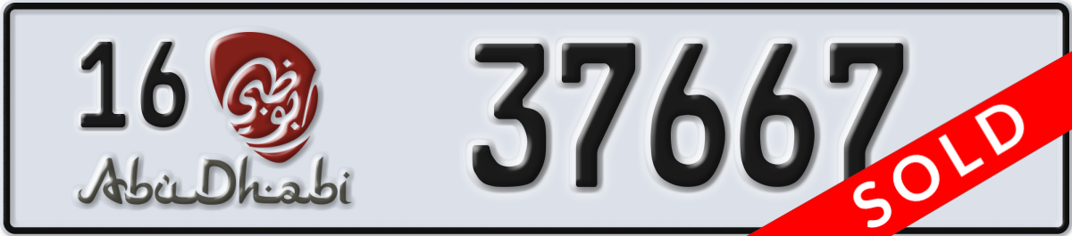 abu dhabi License Plate Number 37667 Code 16