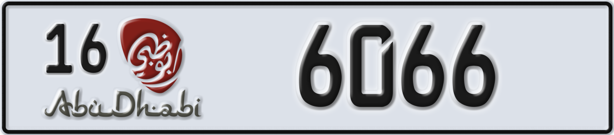 abu dhabi License Plate Number 6066 Code 16