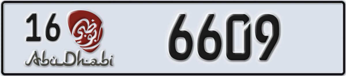 abu dhabi License Plate Number 6609 Code 16