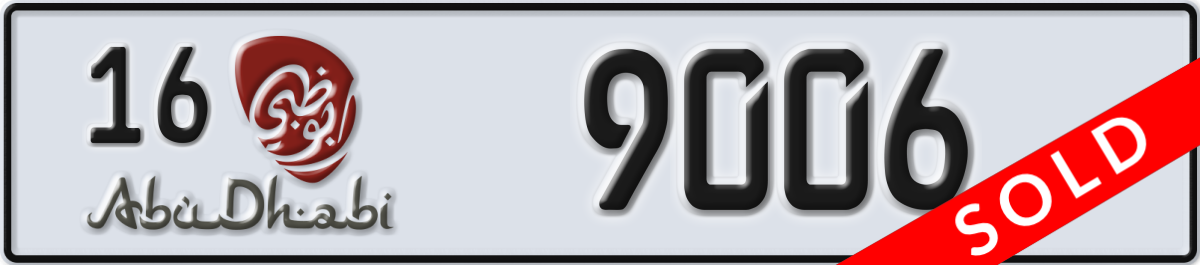 abu dhabi License Plate Number 9006 Code 16