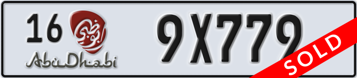 abu dhabi License Plate Number 9X779 Code 16