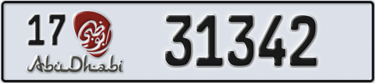 abu dhabi License Plate Number 31342 Code 17