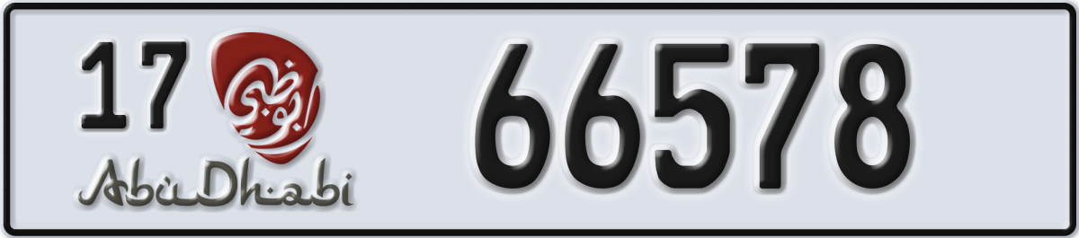 abu dhabi License Plate Number 66578 Code 17