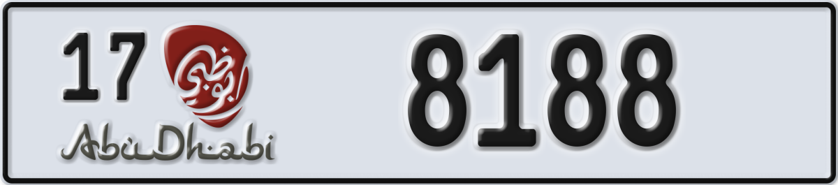 abu dhabi License Plate Number 8188 Code 17