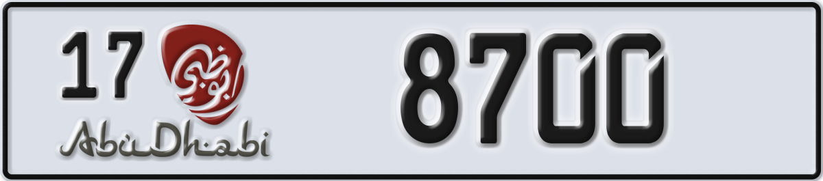 abu dhabi License Plate Number 8700 Code 17