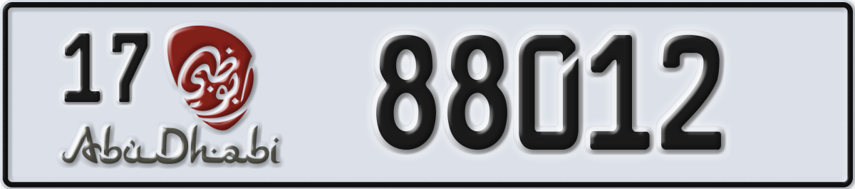 abu dhabi License Plate Number 88012 Code 17