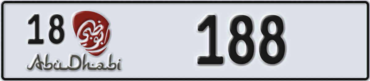 abu dhabi License Plate Number 188 Code 18