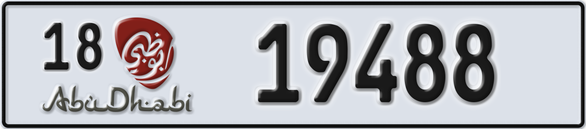 abu dhabi License Plate Number 19488 Code 18