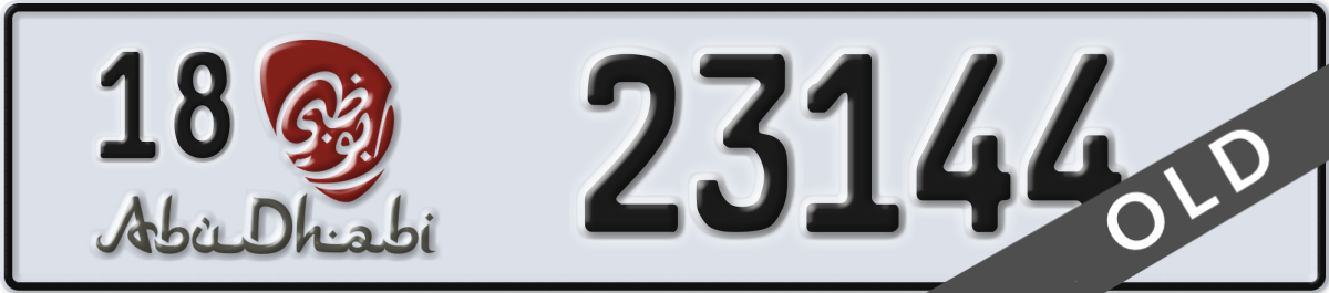 abu dhabi License Plate Number 23144 Code 18